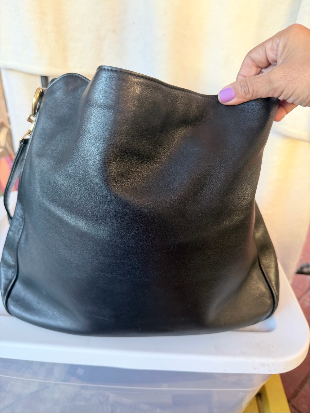 Vintage Gucci Black Leather Slouchy Hobo Shoulder Bag